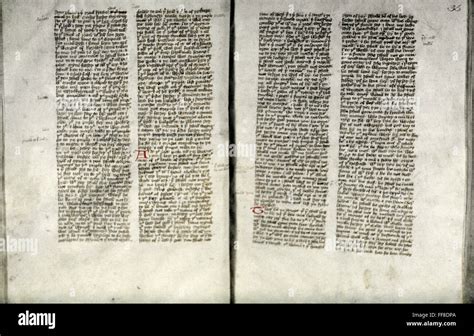 WYCLIFFE BIBLE, 14th CENTURY. /nTwo pages from the earliest surviving