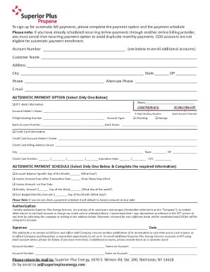 Fillable Online To Sign Up For Automatic Bill Payments Please Complete