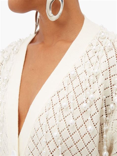 Faux Pearl Embellished Wool Cardigan Christopher Kane