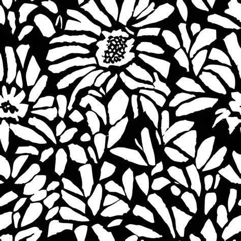 Abstract Black White Floral Painting Illustration · Creative Fabrica