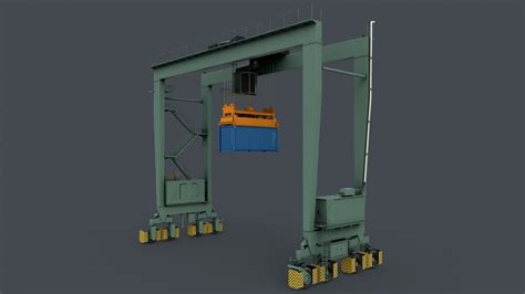 D Model Pbr Rubber Tyred Gantry Crane Rtg V Green Light Vr Ar