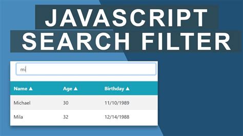 Search Filter Table Data With Javascript Youtube