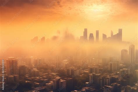 Smog Filled City Skyline Climate Change And Environmental Degradation