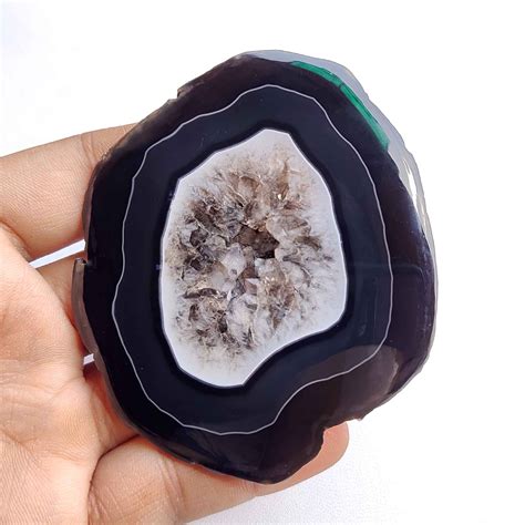 Black Agate Slice Gemstone Unique Slice Druzy Geode Etsy