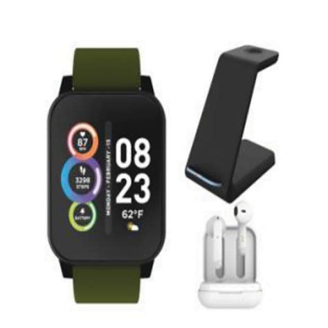 Itech Fusion 2 Unisex Adult Smartwatch w/ Bluetooth Earbuds & Charging ...