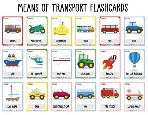 Means of Transport Vocabulary Flashcards | Free Printable