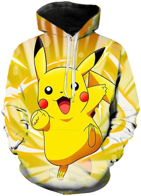 Mens Hoodies 3d Printed Pikachu Unisex Pullover Hoodie For Men Women Long Sleeve Drawstring