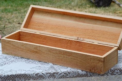 Handcrafted Long Wood Box with Hinged Lid by StellaDesignsShop