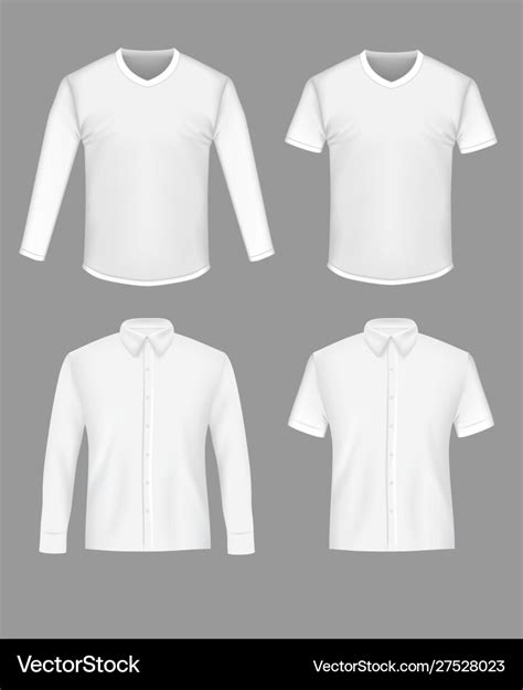 White shirt and t-shirt mockup set Royalty Free Vector Image