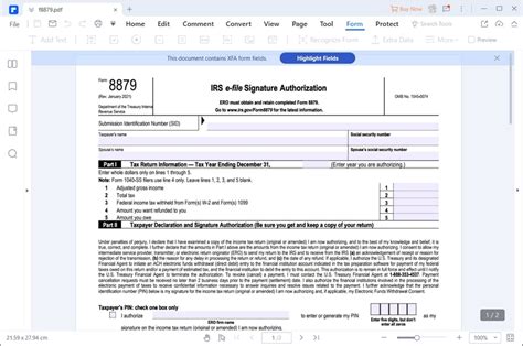 Irs Form 8879 Tax Return