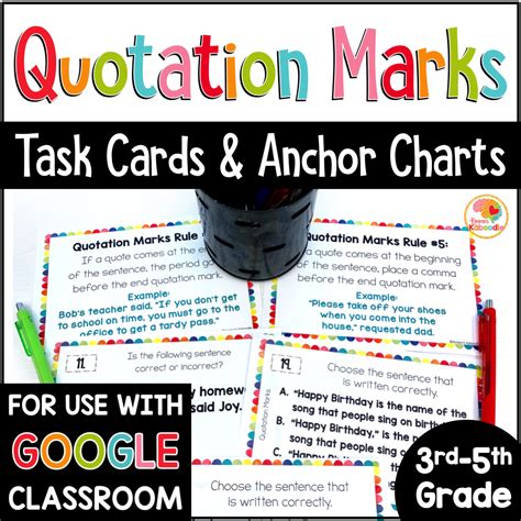 Quotation Marks Task Cards And Anchor Charts