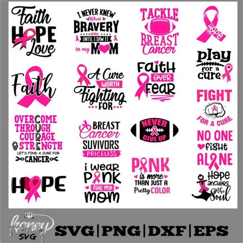 Cancer Awareness Svg Bundle Breast Cancer Svg Cut Files Etsy