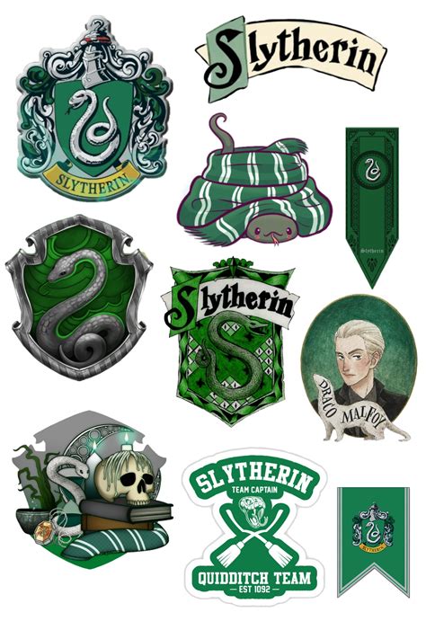 Harry Potter Slytherin Stickers Sheet Pegatinas Bonitas Imprimibles