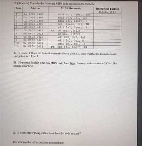 2 20 Points Consider The Following MIPS Code Chegg