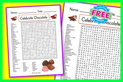 Chocolate Themed Word Search For All Ages Puzzle Cheer