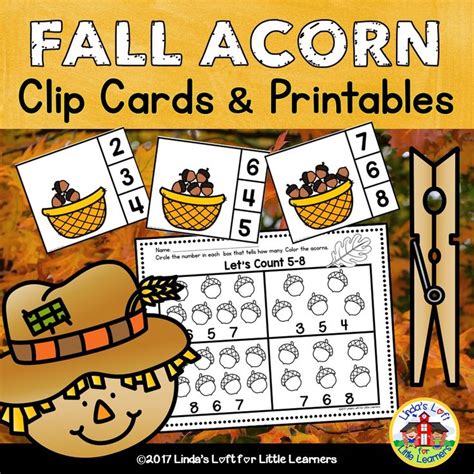 Fall Counting Clip Cards With Number Sense Printables Counting Acorns