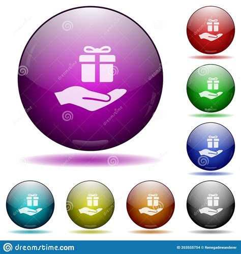 Gifting Icon In Glass Sphere Buttons Stock Vector Illustration Of