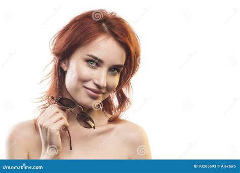 The Redhead Girl In Sunglasses Type 3 Stock Image Image Of Caucasian Nude 93285693