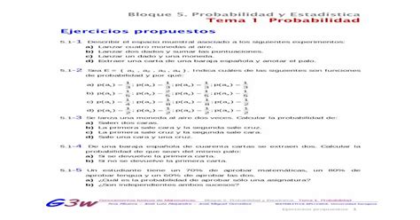 Ejercicios Propuestos Bloque 5 Probabilidad Y Ejercicios