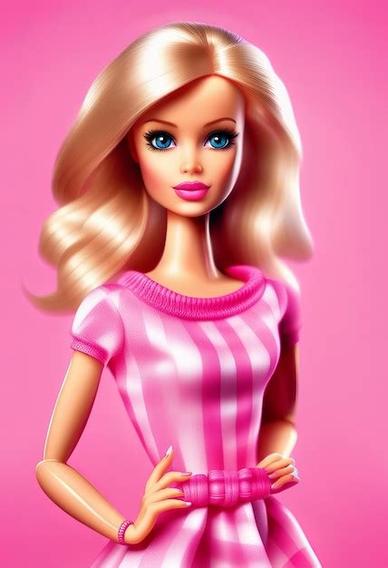 Premium Ai Image Barbie Doll Portrait On A Pink Background Illustration