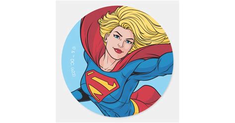 Supergirl Flying Upwards Illustration Classic Round Sticker Zazzle