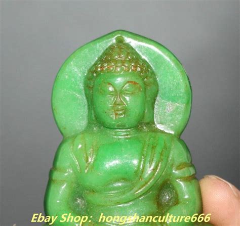 Old Natural Burma A Jade Jadeite Carved Sakyamuni Amitabha Buddha