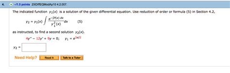 The Indicated Function Y 1 X Is A Solution Of The