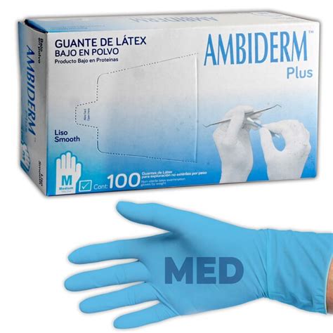 Medically Ambiderm Plus Guante Latex Exploracion No Esteril Azul