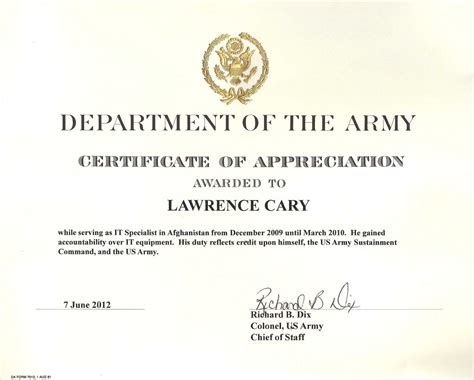 6 Army Appreciation Certificate Templates Pdf Docx Within Promotion