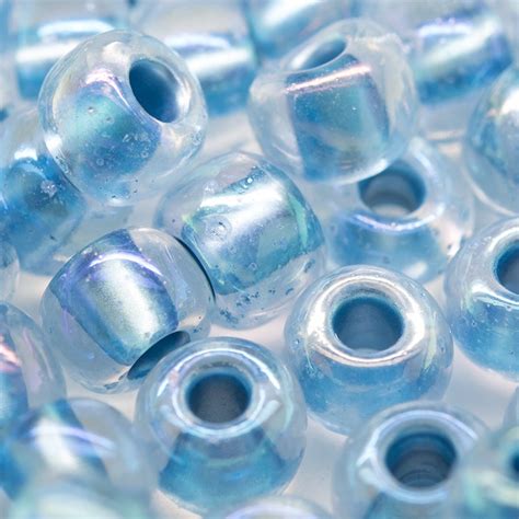 Preciosa Czech Glass Seed Bead 32 0 Blue Metallic Colour Lined Rainbow Coated Retail System