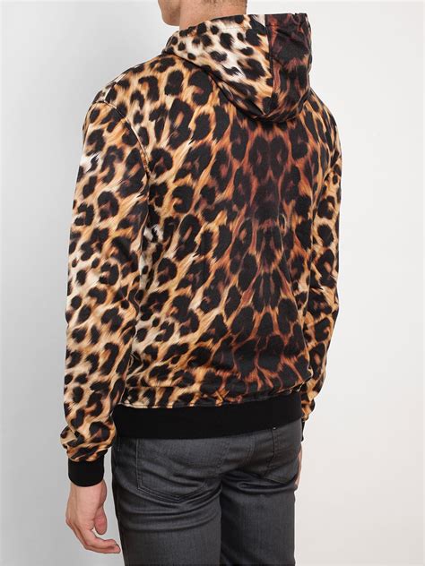 Lyst Versus Leopard Printed Cotton Jersey Hoodie In Black For Men