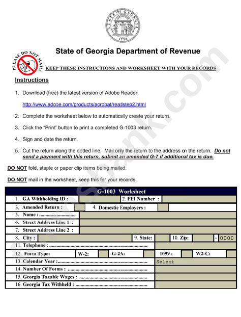 Form G 1003 Income Statement Return Georgia Department Of Revenue