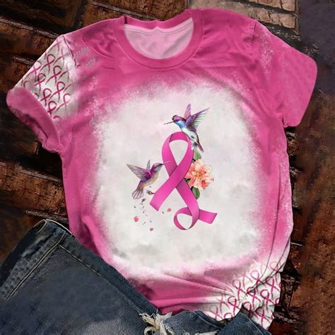 Fanxing Breast Cancer Tshirts For Women 2023 Short Sleeve Cancer Survivor Pink Ribbon Awareness