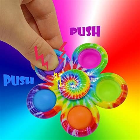 Stress Relief Hand Spinner Push Pop Bubble Fidget Toy (Rainbow ...