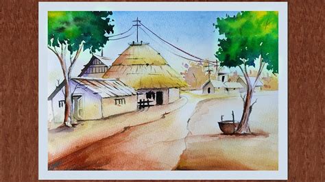 Bangladesh Village Scenery Painting By Watercolor Youtube