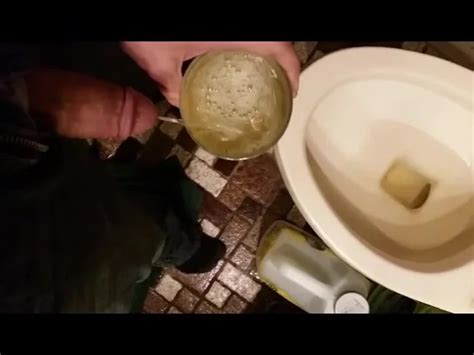 Filling Cup With Piss And Finishing In The Toilet