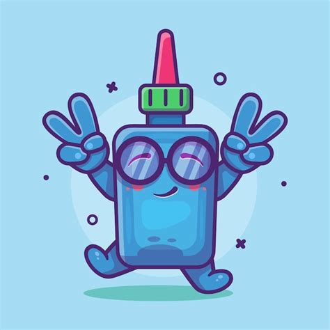 Premium Vector Funny Glue Bottle Character Mascot With Peace Sign