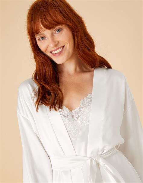 Bridal Lace Satin Robe Ivory