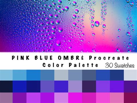 Pink Blue Ombre Procreate Color Palette Set Of 30 Swatches Etsy In