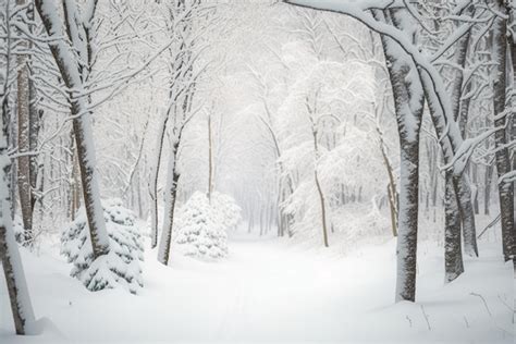 Premium AI Image | A snowy forest with snowy trees representing the beauty and serenity of nature