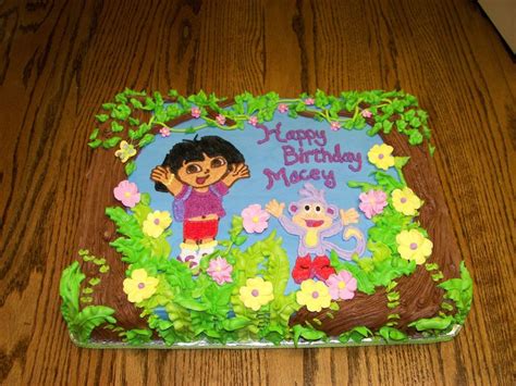 Dora And Boots Birthday Sheetcake - CakeCentral.com