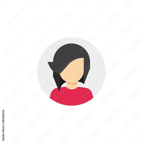 Woman Face In Circle Icon Vector Illustration Flat Cartoon Style Of Girl Head Shape Symbol