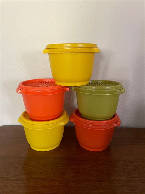 Orange Vintage Tupperware Covered Bowl Set Tupperware Fall Colors 1970