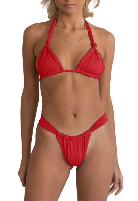 Women Two Piece Swimsuits Halter Triangle String Bikini Sets Sexy