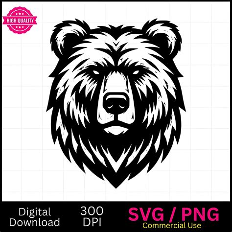 Bear Head Svg Grizzly Svg Bear Mascot Svg Png Vector Graphic Laser