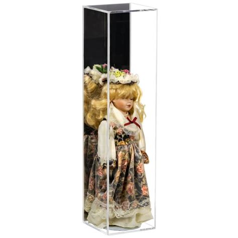 Clear Acrylic Figurine Display Case With Mirror For Doll Bobblehead