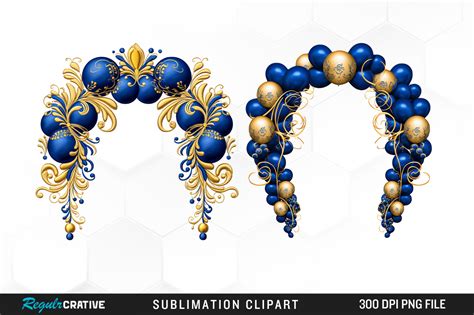 Royal Blue And Gold Balloon Arch Clipart Graphic By Regulrcrative