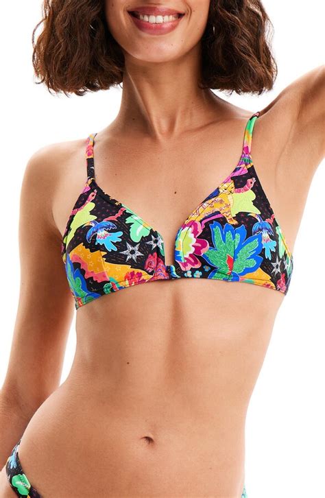 Desigual Jungle Triangle Bikini Top ShopStyle Two Piece Swimsuits