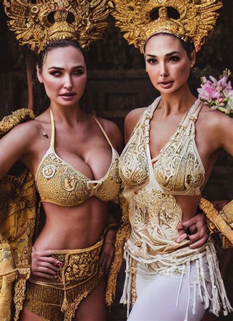 Portrait Of Lindsey Pelas And Gal Gadot Wearing Kebaya In Bali T