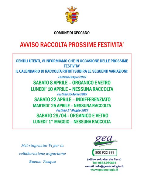 Comune Di Ceccano Raccolta Differenziata Calendario Festivit